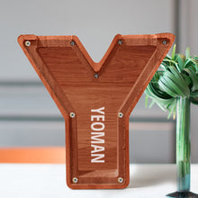 Load image into Gallery viewer, 刻字字母胡桃木存钱罐B2BCBS4497A-B2BCBS4497Z