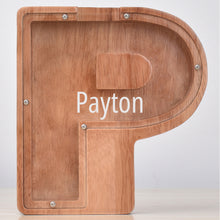 Load image into Gallery viewer, MM-刻字字母橡木存钱罐B2BCBS4714A-B2BCBS4714Z