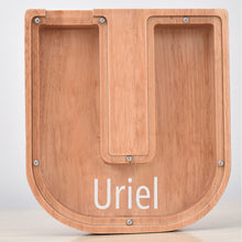 Load image into Gallery viewer, MM-刻字字母橡木存钱罐B2BCBS4714A-B2BCBS4714Z