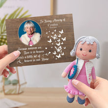 将图片加载到图库查看器,In Loving Memory Personalized Crochet Doll Gifts Handmade Mini Dolls Look alike Your Photo with Custom Memorial Card