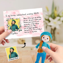 将图片加载到图库查看器,To My Mom Custom Crochet Doll from Photo Handmade Look alike Dolls with Personalized Name Card Gifts for Her