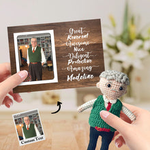 画像をギャラリービューアに読み込む, Gifts for Grandpa Custom Crochet Doll from Photo Handmade Look alike Dolls with Personalized Name Card