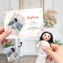 画像をギャラリービューアに読み込む, Bridal Shower Gift Custom Crochet Doll from Photo Handmade Look alike Dolls with Personalized Name Card