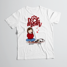 Load image into Gallery viewer, Personalized T-Shirt Dog Mom Red Pattern Chibi Girl Mother's Day Gift