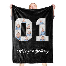 将图片加载到图库查看器,1st birthday gift ideas- Custom Photo Blanket, 1st birthday blanket - soufeelus
