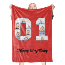 将图片加载到图库查看器,1st birthday gift ideas- Custom Photo Blanket, 1st birthday blanket - soufeelus