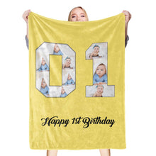 将图片加载到图库查看器,1st birthday gift ideas- Custom Photo Blanket, 1st birthday blanket - soufeelus