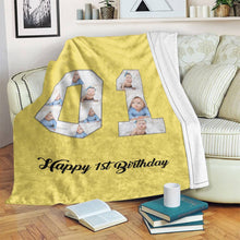将图片加载到图库查看器,1st birthday gift ideas- Custom Photo Blanket, 1st birthday blanket - soufeelus