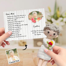 将图片加载到图库查看器，Custom Crochet Doll from Photo Handmade Look alike Dolls with Personalized Name Card Gifts for Mom
