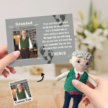 将图片加载到图库查看器，Custom Crochet Doll from Photo Handmade Look alike Dolls Gifts for Grandad with Personalized Name Card
