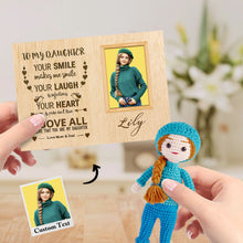 将图片加载到图库查看器，Gifts for Daughter Custom Crochet Doll from Photo Handmade Look alike Dolls with Personalized Name Card
